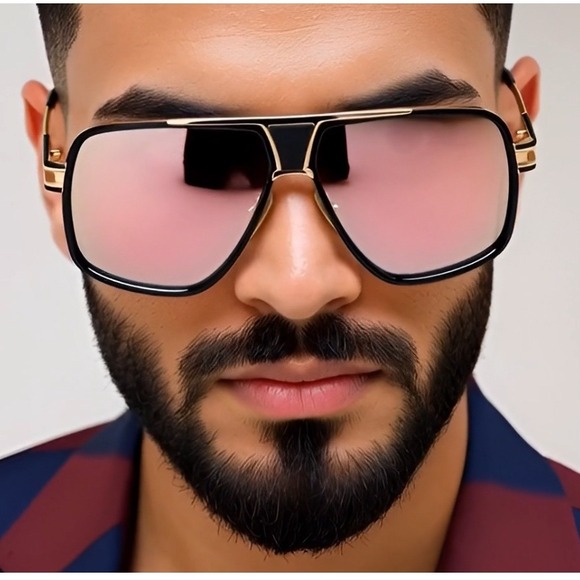 Aviator Sunglasses Gold Frame Pink Lens Fashion Pilot Sun Glasses Luxury Lentes - Picture 8 of 8